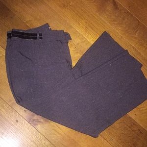 Brown, wide leg dress pants.